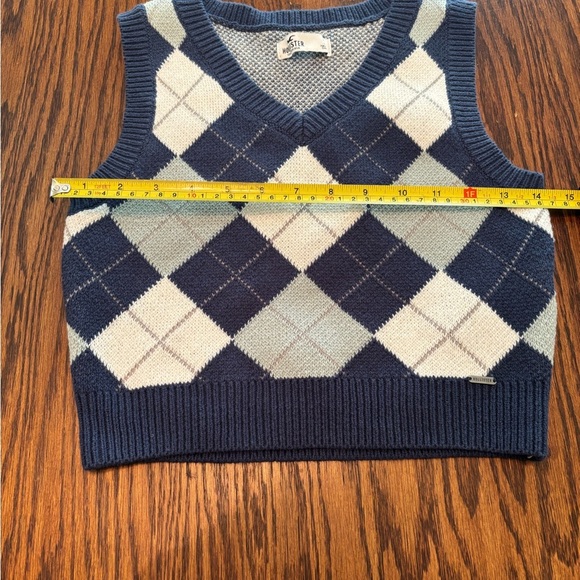 Hollister‎ V-Neck Sweater Blue and White Vest - Picture 6 of 7